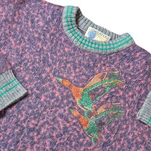 VTG Sweaters Women's M Mallard Duck Sweater Embroidered Bird Hunting Cottagecore